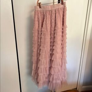 Elegant Pink Tiered Skirt